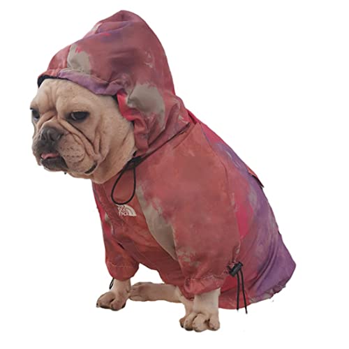 Tragbare wasserdichte transparente Hunde-Regenbekleidung für kleine, mittelgroße Hunde, leichte atmungsaktive Kapuzen-Regenjacke Welpen-Regenponcho Umhang (grün/rot) von Jczw