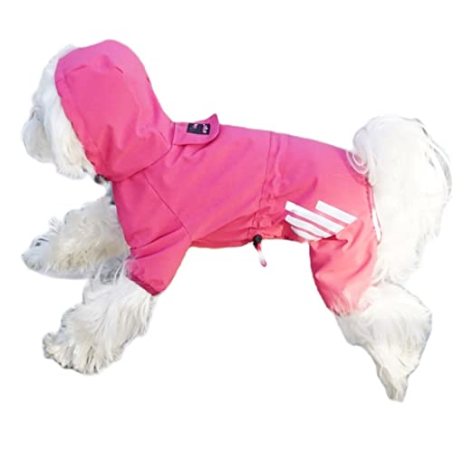 Wasserdichter Hunde-Regenmantel mit Kapuze für kleine, mittelgroße Hunde, Poncho mit reflektierendem Riemen, leichte Jacke mit Loch für die Leine (M, Gelb) von Jczw