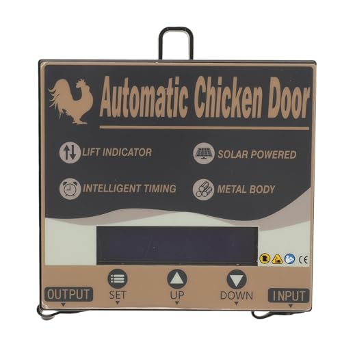 Automatischer Hühnerstall-Türöffner, LED-Anzeige, Batteriebetrieben, Langlebig und Leicht, Geeignet für Hühner, Enten, Gänse, Einfach zu Bedienen (Gold) von Jeanoko