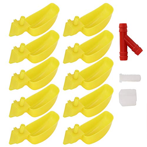 Jeanoko 10Pcs Automatische Waterers Gelbe Trinkbecher Schüssel für Wachtel Huhn Vögel Große Größe für Wachtel Tauben Ente Etc(Gelb groß Links) von Jeanoko