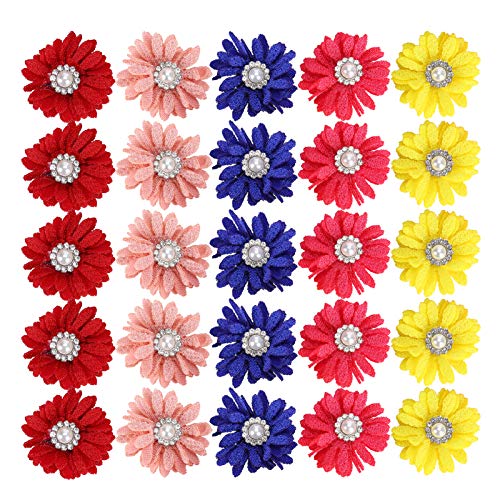 Jeanoko 25Pcs / Lot Tierhaar Bögen Blumen Niedliches Haustier Hund Katzenhaar Bögen Blumen Pflegebögen mit Gummibändern für Haustier von Jeanoko