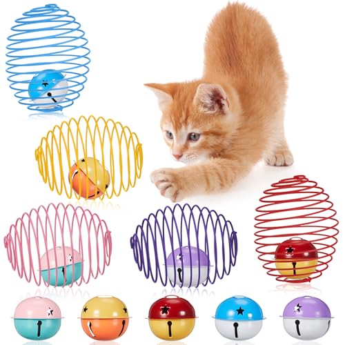 Jecery Katzen-Federbälle, dehnbare Federbälle, bunt, verspielte Spulen, Federbewegung, Spielzeug, Käfig-Ratten für Kätzchen, Katzen, Haustierbedarf, Innenbereich, mehrfarbig, Glocke, 5 Stück Jecery Katzen-Federbälle, dehnbare Federbälle, bunt, verspielte Spulen, Federbewegung, Spielzeug, Käfig-Ratten für Kätzchen, Katzen, Haustierbedarf, Innenbereich, mehrfarbig, Glocke, 5 Stück von Jecery