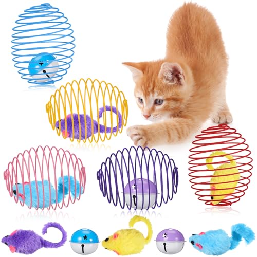 Jecery Katzenfederbälle, dehnbare Federbälle, bunt, verspielte Spulen, interaktives Federspielzeug, Käfig-Ratten für Kätzchen, Katzen, Haustierbedarf, für den Innenbereich (Maus und Glocke, mehrfarbig Jecery Katzenfederbälle, dehnbare Federbälle, bunt, verspielte Spulen, interaktives Federspielzeug, Käfig-Ratten für Kätzchen, Katzen, Haustierbedarf, für den Innenbereich (Maus und Glocke, mehrfarbig von Jecery