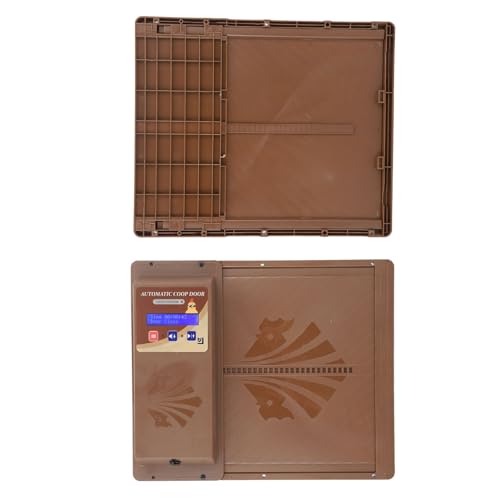 Hühnerstall-Türöffner, Automatischer Hühnerstall-Türöffner, Horizontale Öffnung aus Kunststoff für die Geflügelfütterung (Brown) von Jectse