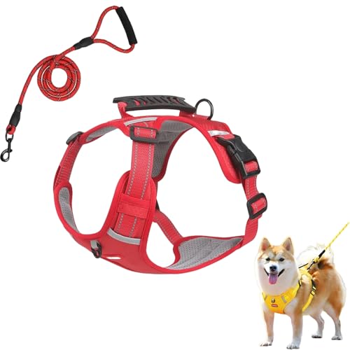 Chewie Cozy Harness, Chewie Dog Harnes, Small Dogs Harness and Leash Set, Adjustable Padded Dog Vest | Breathable & Comfortable | Anti-Breakaway | Reflective at Night (Red) von Jeeeun