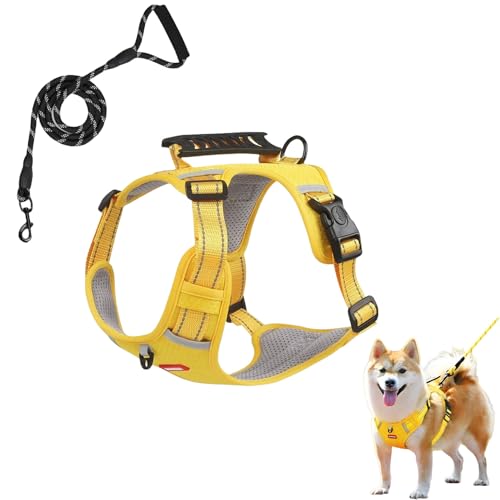 Chewie Cozy Harness, Chewie Dog Harnes, Small Dogs Harness and Leash Set, Adjustable Padded Dog Vest | Breathable & Comfortable | Anti-Breakaway | Reflective at Night (Yellow) von Jeeeun