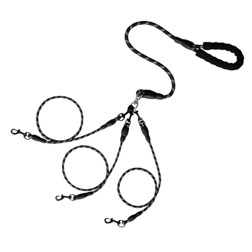 Double Dog Leash for Two Dogs, Tangle-Free Dual Leash with Swivel Clip and Soft Foam Handle, Heavy Duty Nylon Lead for Large Pets (Black B) von Jeeeun