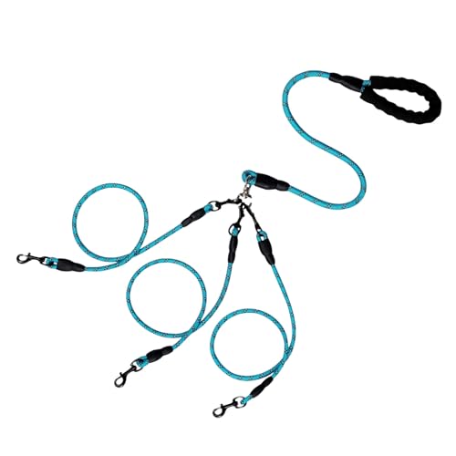 Double Dog Leash for Two Dogs, Tangle-Free Dual Leash with Swivel Clip and Soft Foam Handle, Heavy Duty Nylon Lead for Large Pets (Blue B) von Jeeeun