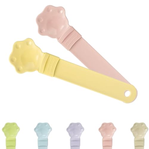 Happy Spoon for Cats, Cat Strip Feeder,Cat Strip Happy Spoon, Cat Strip Feeder Squeeze Spoon (Yellow+Pink) von Jeeeun