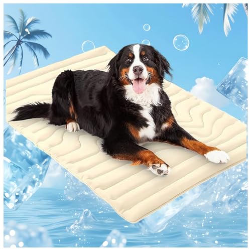 Jeeeun 2025 New Large Dog Cooling Mat - Portable & Washable Pet Cool Pad for Home & Outdoor, Non-Slip Keep Cooling Bed for Dogs & Cats (Off-White,Large) von Jeeeun