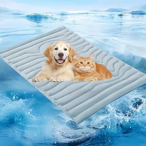 Jeeeun Dog Cooling Mat, 2025 New Dog Cooling Mat Indoor for Large Dogs & Cats, Foldable Portable Pet Coolings Blanket, Summer Travel/Home Use (150 * 101cm,Blue) von Jeeeun