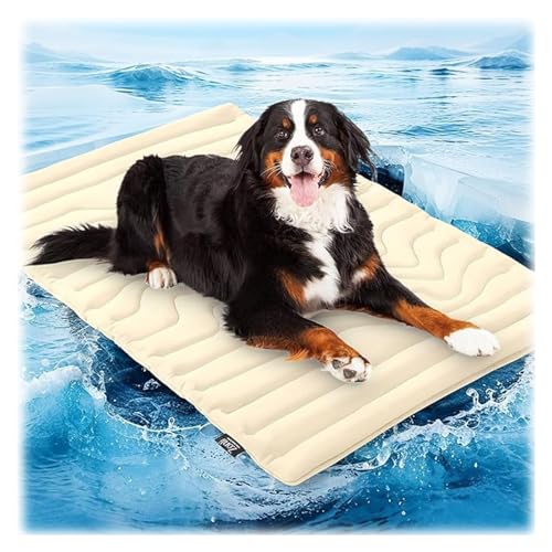Jeeeun Dog Cooling Mat for Large Dogs & Cats, Thickened, Non-Slip, Foldable Pet Cooling Pad for Summer, Indoor & Outdoor Use (Beige,X-Large) von Jeeeun
