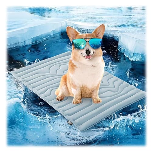 Jeeeun Dog Cooling Mat for Large Dogs & Cats, Thickened, Non-Slip, Foldable Pet Cooling Pad for Summer, Indoor & Outdoor Use (Blue,Small) von Jeeeun