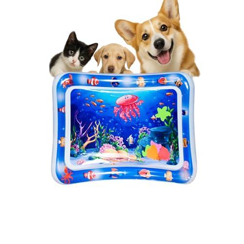 Jeeeun Glow Pad for Cats, Cat Toy Water Mat with Fish, Thickened Leakproof Anti-Scratch, Rapid Cooling for Cats Dogs for Indoor Outdoor Summer Fun (A) von Jeeeun