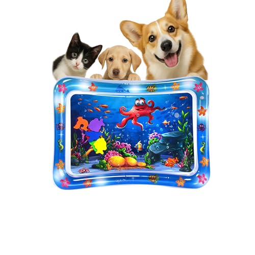 Jeeeun Glow Pad for Cats, Cat Toy Water Mat with Fish, Thickened Leakproof Anti-Scratch, Rapid Cooling for Cats Dogs for Indoor Outdoor Summer Fun (B) von Jeeeun