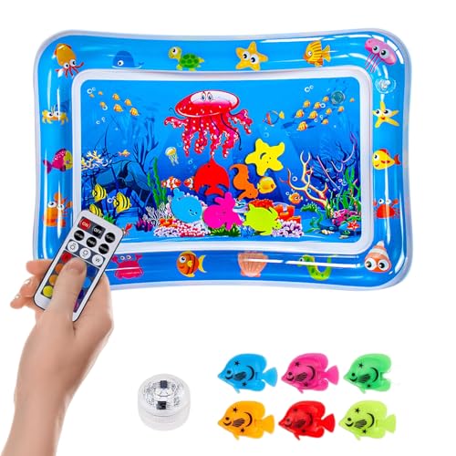Jeeeun Glow Pad for Cats - Motion-Activated Water Mat with RGB Lights & Floating Fish, Thickened Splash Pad for Indoor Cat Play, Fun Cooling Activity Mat (1PCS) von Jeeeun