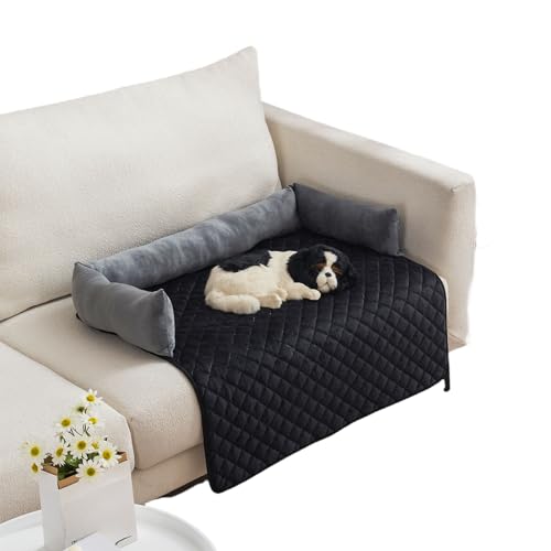 Jeeeun Pet Sofa Beds, Anti-Slip Pet Sofa Protector Mat for Dogs & Cats, Soft Washable Pile Pet Bed for Sofa, Crate, Floor, Car Seat (Gray-Black,75 * 75cm) von Jeeeun