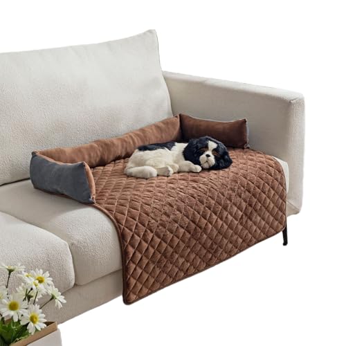 Jeeeun Pet Sofa Beds, Anti-Slip Pet Sofa Protector Mat for Dogs & Cats, Soft Washable Pile Pet Bed for Sofa, Crate, Floor, Car Seat (Gray-Brown,75 * 75cm) von Jeeeun