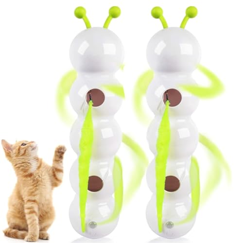 Jeeeun Whirlie Cat Toy, Whirlie Smart Motion Cat Toy with Worm Design, Wall-Mounted Cats Toys for Indoor Wall, Door and Window (2Pcs) von Jeeeun