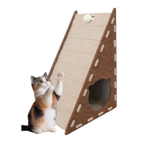 Mellowkin Cat Scratcher, 2025 New 3 In 1 Ramp Triangular Vertical Felt Cat Board, Claw Sharpening Rest and Entertainment for Cats (Beige) von Jeeeun