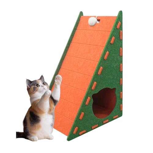 Mellowkin Cat Scratcher, 2025 New 3 In 1 Ramp Triangular Vertical Felt Cat Board, Claw Sharpening Rest and Entertainment for Cats (Orange Green) von Jeeeun