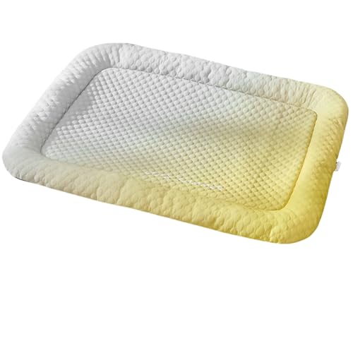 Summer Pet Ice Silk Dog House - 2025 New Breathable Cooling Kennel & Cat Bed with Ice Pad Technology for Ultimate Heat Relief (Gradient Yellow,L) von Jeeeun