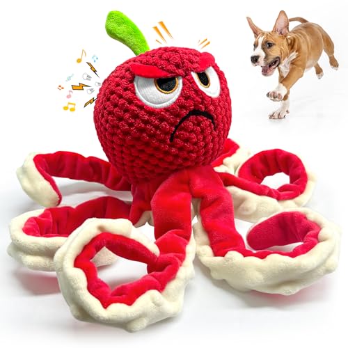 Jeefome Quietschendes Hundespielzeug, Oktopus, Plüsch-Kauspielzeug mit weichem Stoff für kleine, mittelgroße und große Hunde, interaktives Tauziehen, Welpenspielzeug, um sie zu beschäftigen von Jeefome