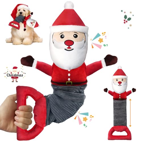 Jeefome Weihnachts-Hundespielzeug für große Hunde, Weihnachtsmann, quietschendes Spielzeug mit Knisterpapier, gefülltes Hundespielzeug für große, mittelgroße und kleine Rassen, interaktives von Jeefome