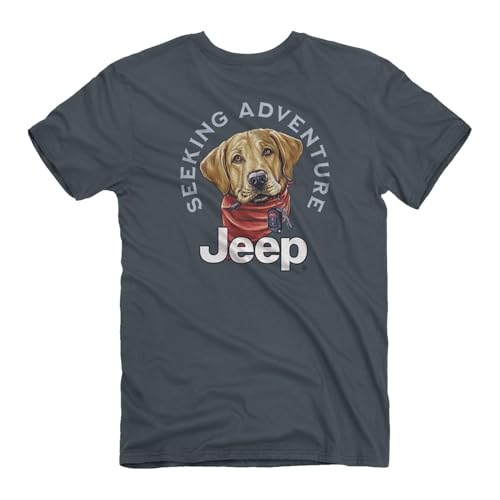 Jeep Adventure Dog T-Shirt, kurzärmelig, 118 g, offizielles Lizenzprodukt, GRAU, X-Large von Jeep