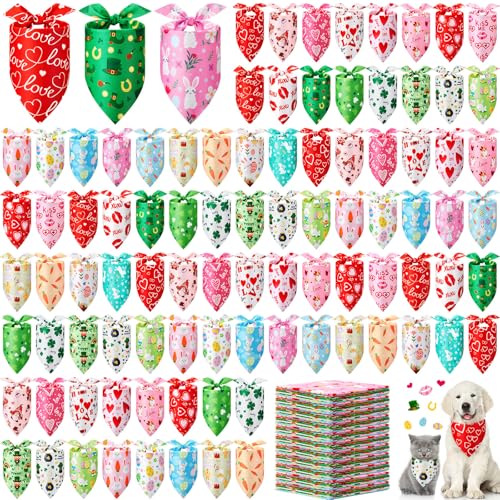 Jeere 200 Stück Urlaubs-Hundehalstücher, Großpackung, Valentinstags-Halstücher für Hunde, St. Patrick Ostern, Hundehalstuch, Dreieckstuch für Welpen, Hunde, Halstuch, Lätzchen für kleine und von Jeere