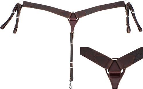 Jeereal Working Tack Brusthalsband, Schwerölgeschirr, Leder-Brusthalsband, Westernpferd, Halfter und Brusthalsband-Set (Dunkelkaffeebraun) von Jeereal
