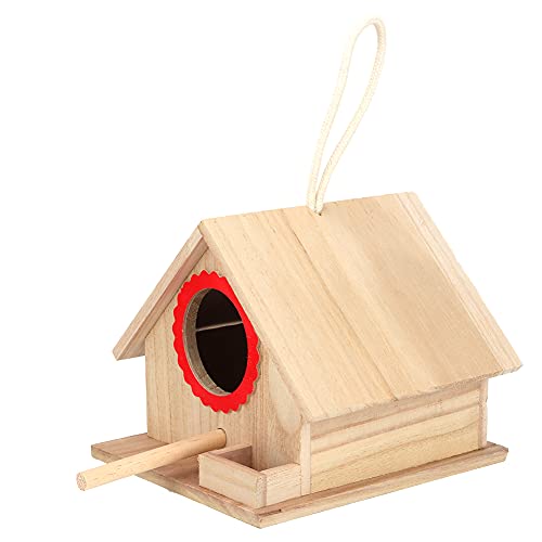 Jeffergarden Nistkästen Vogelhaus Nest Vogelfutterhaus-montiert Kiefer,7,2 * 6,2 * 5,9 Zoll Interessant Langlebig Robust Hängen Im Freien Holzhaus Vogelhäuschen Fütterungsbox von Jeffergarden