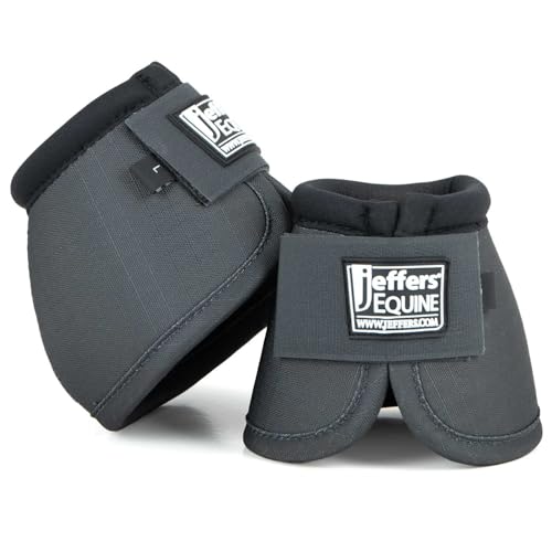 Jeffers Ballistische Hufglocken für Pferde, Grau, Größe M, stoßdämpfender Hufschutz für Pferde, sicherer Doppel-Klettverschluss, perfekt für Reisen, Training und Reiten von Jeffers