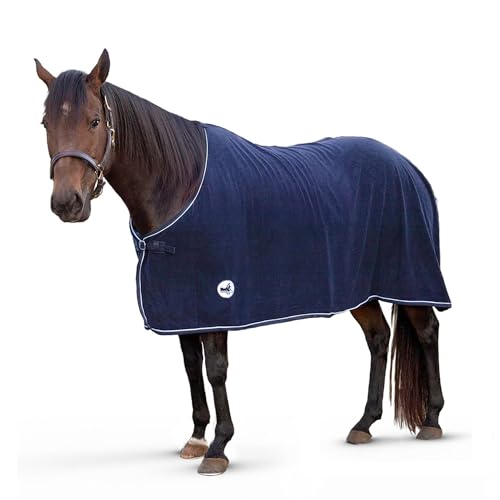Jeffers Equine Elite Fleecedecke für Pferde, 200 cm, weich, verstellbare Passform, leicht, pflegeleicht, feuchtigkeitsableitend, kühlendes Bettlaken mit Sattelgurt für nach dem Training, Reisen für von Jeffers