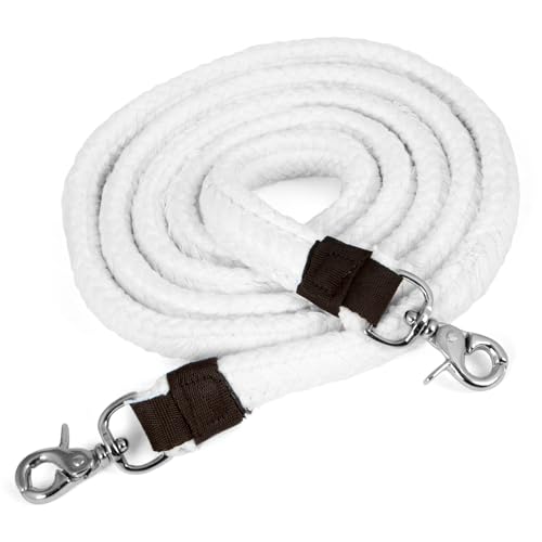 Jeffers Equine Flat Braid Cotton Roping Rein – 2,5 cm breite Western-Pferdezalle mit Lederschlaufen und Scheren-Schnappenden – strapazierfähige Reißzwecke für Laufrennen, Training, Ranch & Trail von Jeffers