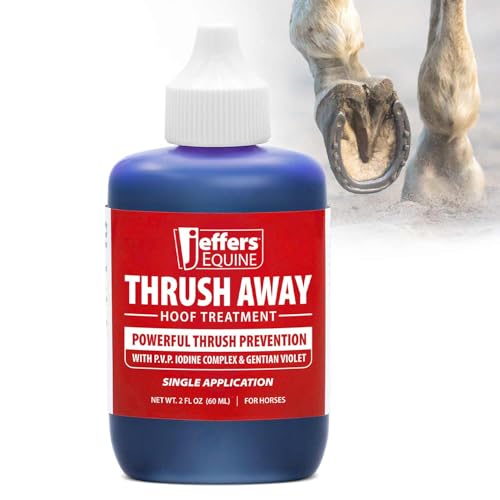 Jeffers Equine Thrush Away - 2% Jod Hufkur für Pferde & Nutztiere, Hufpflegelösung für nasse & trockene Bedingungen, unterstützt Hufhygiene, einfache Anwendung, Bauernhof & Stalleinsatz von Jeffers