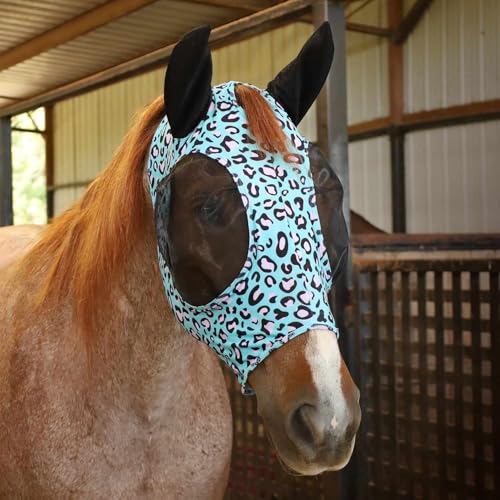 Jeffers Expression Lycra Pferd Fliegenmaske - Übergröße, Party Gepard - Leichte Stretch Pferdemaske mit Netzaugen & Ohren, Atmungsaktives Lycra für Pferde, Pferde Sommer Bekleidung & Ausrüstung von Jeffers