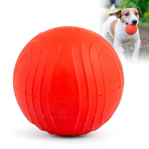 Jeffers Pet Kauspielzeug für Hunde aus Naturkautschuk - Roter Hüpfball mit Wellen, mittel - Vanilleduft, langlebig, ungiftig, spülmaschinenfest, interaktives Apportier- & Zerrspielzeug - Perfekt für von Jeffers