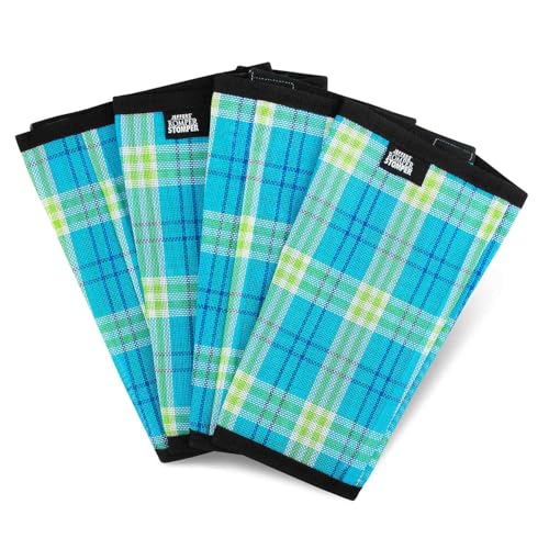 Jeffers Romper Stomper Fliegenstiefel für Pferde - Türkis & Lime Plaid Medium - Atmungsaktive Netz-Beinwickel für Insektenschutz, stabiles Zubehör für Sommerweide, Pferdehuf & Beinpflege - 4 Stück von Jeffers
