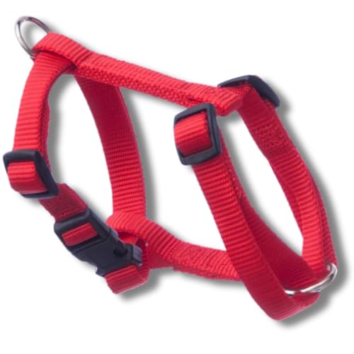 Jeffers Verstellbares Nylon-Hundegeschirr, Rot, 9,5 cm B x 20,3–35,6 cm L, sichere Passform für kleine und mittelgroße Hunde, leicht, atmungsaktiv, Schnellverschluss-Schnalle, verstellbare Gurte für von Jeffers