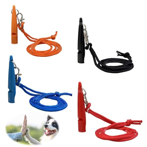 JeiibrZui Hundepfeife, 4 Stück Hundepfeife mit Gurtband, Kunststoffpfeife, ideal für Hundetraining, ideale Hochfrequenz-Langstrecken-Hundepfeife für die meisten Rassen JeiibrZui Hundepfeife, 4 Stück Hundepfeife mit Gurtband, Kunststoffpfeife, ideal für Hundetraining, ideale Hochfrequenz-Langstrecken-Hundepfeife für die meisten Rassen von JeiibrZui