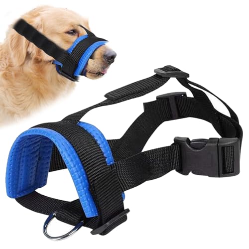 Weicher Nylon-Maulkorb für Hunde, verhindert Beißen, Bellen, Kauen, verstellbare Schlaufe (M, Blau) – ideal für Training und tägliche Spaziergänge von JeiibrZui