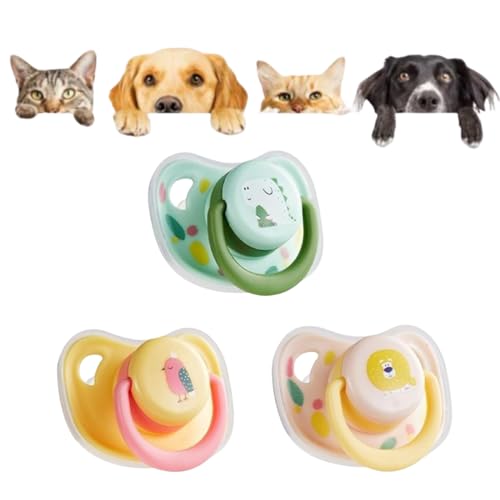 Jelaqmot Pet Dog Silicone Pacifier, Dog Pacifier Chew Toy, Small Dog Cat Chew Toy, Puppy Kitten Calming Pacifier Puppy Chew Toy for Teething (3PCS,15MM) von Jelaqmot