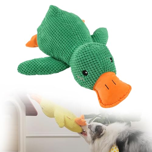 The Mellow Dog Calming Duck Dog Toy, Quack Quack Duck Dog Toy with Real Quack Sound, Quacking Duck Pull Toy (Green,OneSize) von Jelaqmot