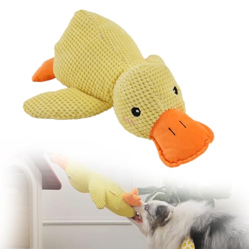 The Mellow Dog Calming Duck Dog Toy, Quack Quack Duck Dog Toy with Real Quack Sound, Quacking Duck Pull Toy (Yellow,OneSize) von Jelaqmot