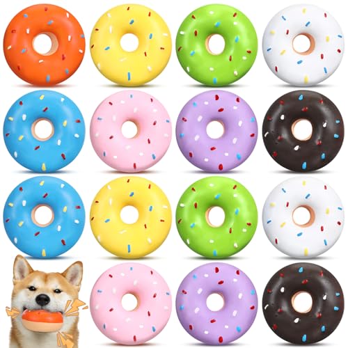 JellyArch Quietschendes Latex-Hundespielzeug für kleine Hunde, Donut-Hundespielzeug, Kauspielzeug für aggressive Kauer, weich, interaktives Apportierspiel, keine Füllung, langlebiges Zahnspielzeug für von JellyArch