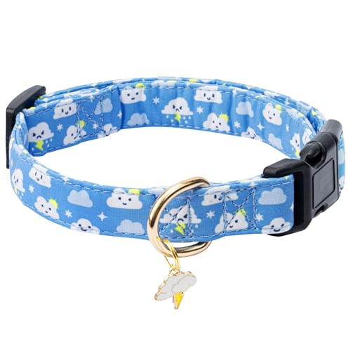 Jelwuion Hundehalsband aus Baumwolle, verstellbar, niedliches Welpenhalsband mit Wolkenmuster, für kleine, mittelgroße und große Hunde, weiches und ausgefallenes Haustierhalsband mit von Jelwuion