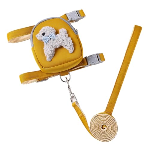 Hunderucksack mit Leine, selbsttragende Haustiertasche, verstellbar, für Reisen, Wandern, Spazierengehen, Rucksack für kleine Hunde und Katzen, Gelb, Größe M von Jenalynn
