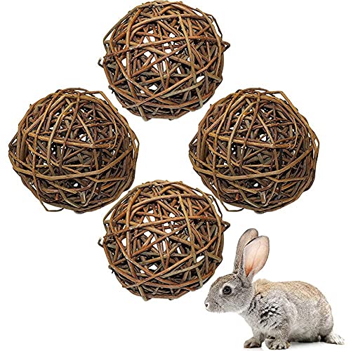 Jenny Watson 4 Stück Weidenkugeln Gras Ball Leckerli Schleifen Zähne Kauspielzeug für Kaninchen, Hamster, Vogel Papageien Kauspielzeug lustige kleine Tierspielzeug Bälle von Jenny Watson