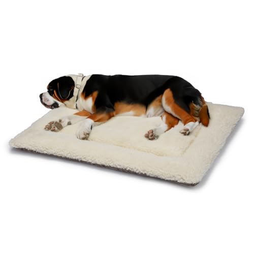 Britisches Hundebett aus Wolle, maschinenwaschbar, gesteppt, Käfigunterlage mit Tweed-Basis, luxuriöses XL-Hundebett (121 x 76 cm), hergestellt in England von Jenny Wren